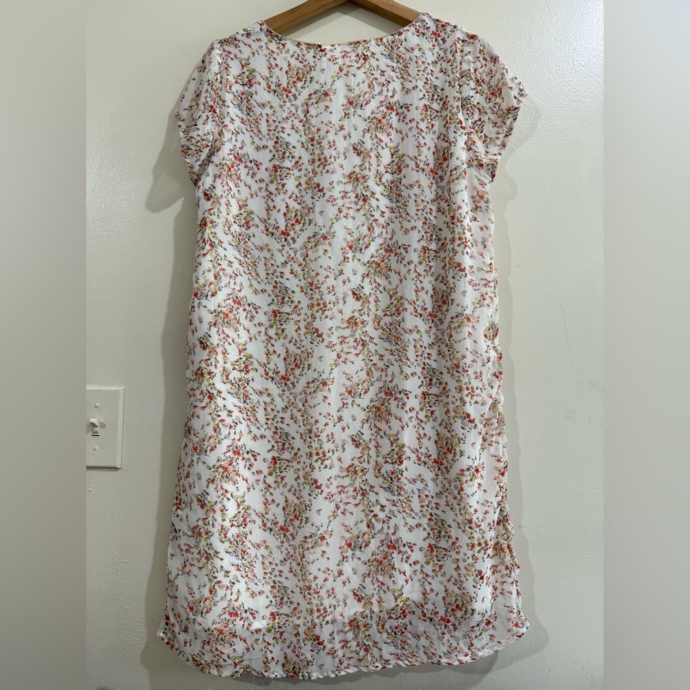 Majolica V-Neck White Midi Dress with Pink Floral Print - Picture 7 of 8